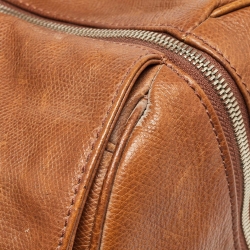 Aigner Brown Leather Zip Duffel Bag