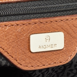 Aigner Brown Leather Zip Duffel Bag