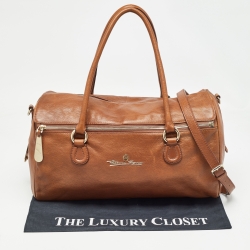 Aigner Brown Leather Zip Duffel Bag