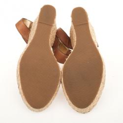 Coach Brown Leather Espadrilles Gracyn Wedges Sandals Size 40