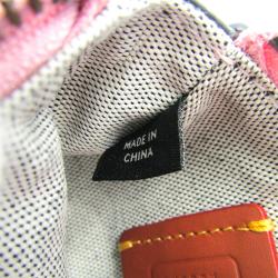 Pre Owned Coach Pink Leather Floral Wristlet Pouch Bag