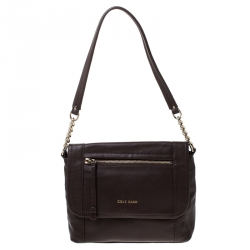 Pre Owned Cole Haan Brown Leather Flap Crossbody Bag