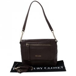 Pre Owned Cole Haan Brown Leather Flap Crossbody Bag