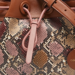 Cole Haan Multicolor Python Embossed and Leather Grand Ambition Bucket Bag