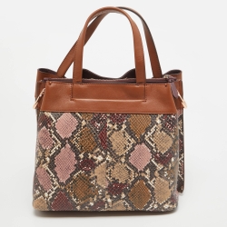 Cole Haan Multicolor Python Embossed and Leather Grand Ambition Bucket Bag