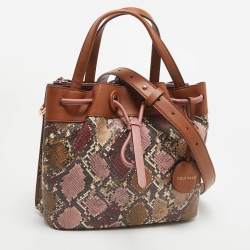 Cole Haan Multicolor Python Embossed and Leather Grand Ambition Bucket Bag