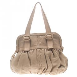 Pre Owned Cole Haan Blush Pink Leather Village Ruched Satchel