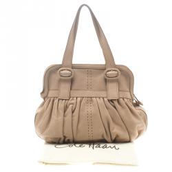 Pre Owned Cole Haan Blush Pink Leather Village Ruched Satchel