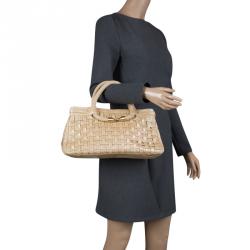 Pre Owned Cole Haan Beige Woven Leather Tote