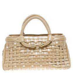 Pre Owned Cole Haan Beige Woven Leather Tote