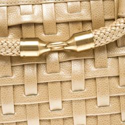 Pre Owned Cole Haan Beige Woven Leather Tote