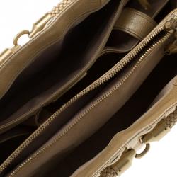 Pre Owned Cole Haan Beige Woven Leather Tote
