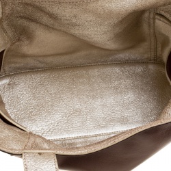 Pre Owned Cole Hann Brown/Gold Leather Reversible Tote