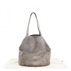 Cole Hann Metallic Grey Leather Reversible Tote