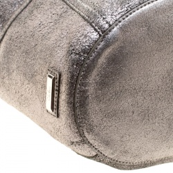 Cole Hann Metallic Grey Leather Reversible Tote