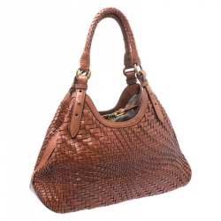 Pre Owned Cole Haan Brown Woven Leather Satchel