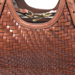 Pre Owned Cole Haan Brown Woven Leather Satchel