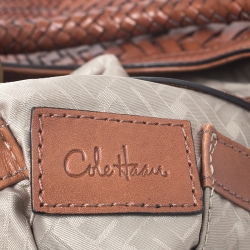 Pre Owned Cole Haan Brown Woven Leather Satchel