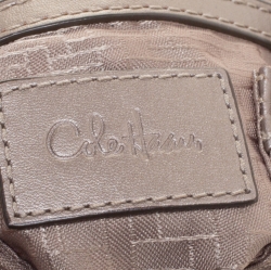 Pre Owned Cole Haan Metallic Silver Woven Leather Triangle Shoulder Bag