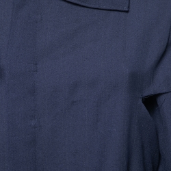 Pre Owned Comme des Garcons Navy Blue Side Slit Distressed Asymmetrical Jacket S