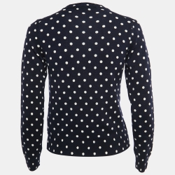 Comme des Garcons Navy Blue Polka-Dot Wool Cardigan S