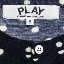 Comme des Garcons Navy Blue Polka-Dot Wool Cardigan S