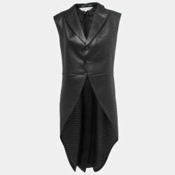 COMME Des GARÇONS Black Textured Jacquard Long Tail Vest