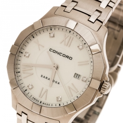 Pre Owned Concord Mother of Pearl Stainless Steel Saratoga 02.3.14.1060 Women's Wristwatch 31 mm