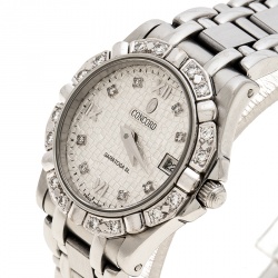 Concord Silver Stainless Steel Diamonds Saratoga Women's Wristwatch 24 mm