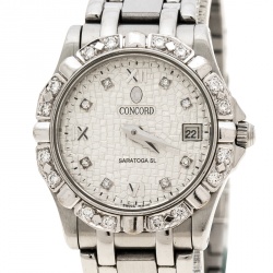 Concord Silver Stainless Steel Diamonds Saratoga Women's Wristwatch 24 mm