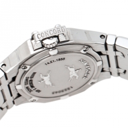 Pre Owned Concord Mother of Pearl Stainless Steel Diamonds Saratoga 14.E1.1855 Women's Wristwatch 28 mm