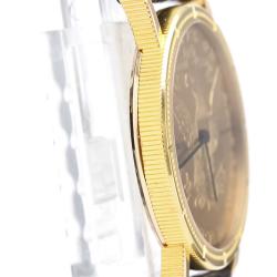 Pre Owned Corum 18K Yellow Gold and Leather Coin Watch Quartz Women's Wristwatch 28MM