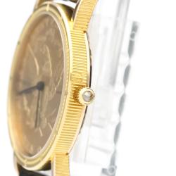 Pre Owned Corum 18K Yellow Gold and Leather Coin Watch Quartz Women's Wristwatch 28MM