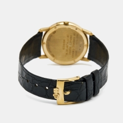 Pre Owned Corum Silver Grey Meteoriite 18K Yellow Gold Alligator Leather 5045056 Women's Wristwatch 31 mm