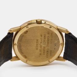 Pre Owned Corum Silver Grey Meteoriite 18K Yellow Gold Alligator Leather 5045056 Women's Wristwatch 31 mm