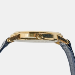 Pre Owned Corum Silver Grey Meteoriite 18K Yellow Gold Alligator Leather 5045056 Women's Wristwatch 31 mm