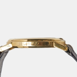 Pre Owned Corum Silver Grey Meteoriite 18K Yellow Gold Alligator Leather 5045056 Women's Wristwatch 31 mm