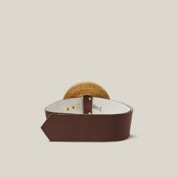 Cult Gaia Brown Gemma Large Woven Buckle Belt  XS/S