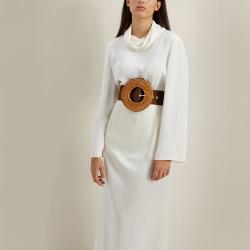 Cult Gaia Brown Gemma Large Woven Buckle Belt  XS/S