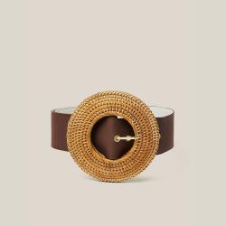 Cult Gaia Brown Gemma Large Woven Buckle Belt  XS/S