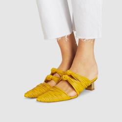 Cult Gaia Gold Paige Woven Leather Knotted Mules Size IT 39