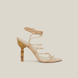 Cult Gaia Neutral Soleil Ankle-Tie Leather Sandals Size IT 39