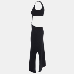 Pre Owned Cult Gaia Black Knit Cut-Out Waist Maxi Dress S
