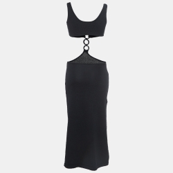 Pre Owned Cult Gaia Black Knit Cut-Out Waist Maxi Dress S