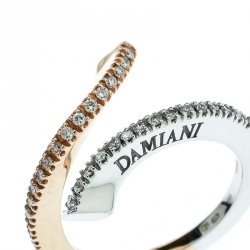 Damiani Eden Diamond Two Tone 18k Gold Open Ring Size 55