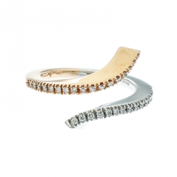 Damiani Eden Diamond Two Tone 18k Gold Open Ring Size 55