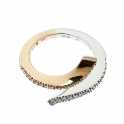 Damiani Eden Diamond Two Tone 18k Gold Open Ring Size 55
