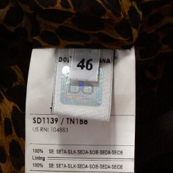 Pre Owned D&G Brown Leopard Print Silk Long Sleeve Midi Dress L