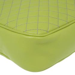 Pre Owned D&G Green Leather Quilted Lily Glam Zip Top Shoulder Bag