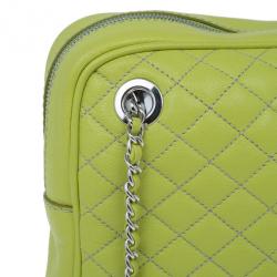 Pre Owned D&G Green Leather Quilted Lily Glam Zip Top Shoulder Bag